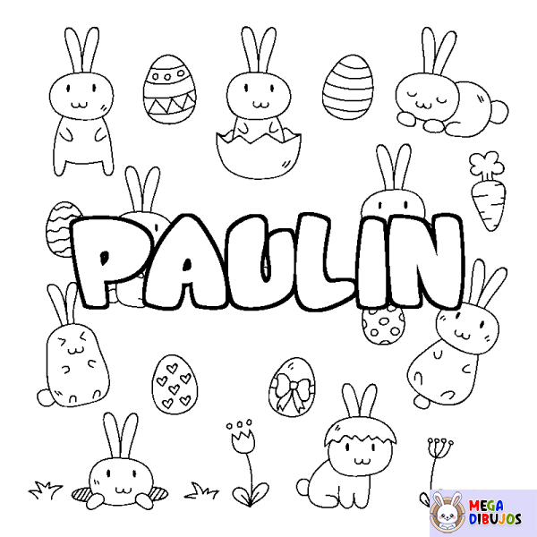 Coloración del nombre PAULIN - decorado Pascua