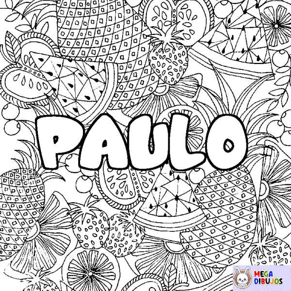 Coloración del nombre PAULO - decorado mandala de frutas