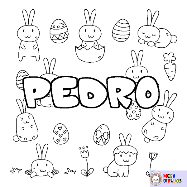 Coloración del nombre PEDRO - decorado Pascua