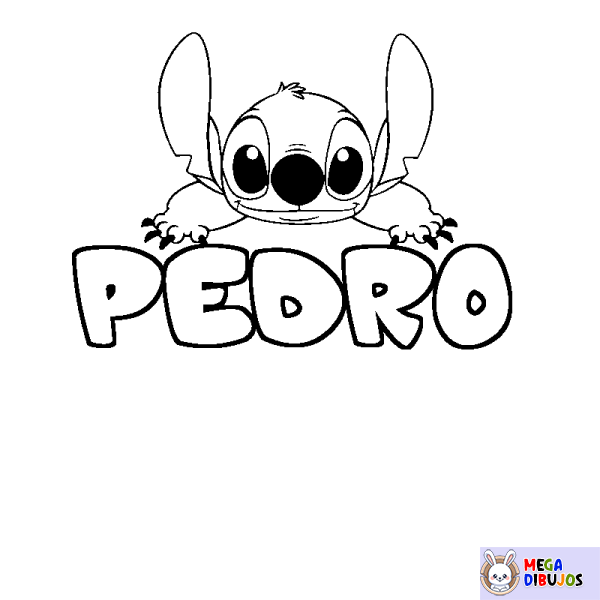 Coloración del nombre PEDRO - decorado Stitch