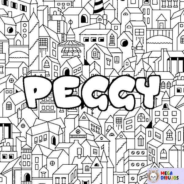 Coloración del nombre PEGGY - decorado ciudad