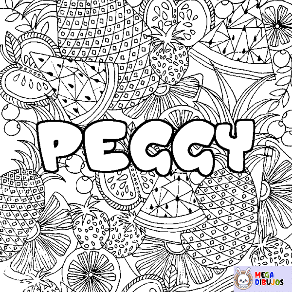 Coloración del nombre PEGGY - decorado mandala de frutas