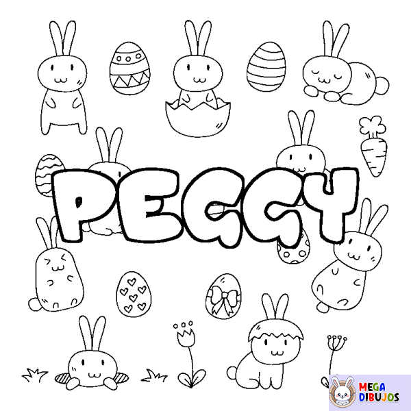 Coloración del nombre PEGGY - decorado Pascua