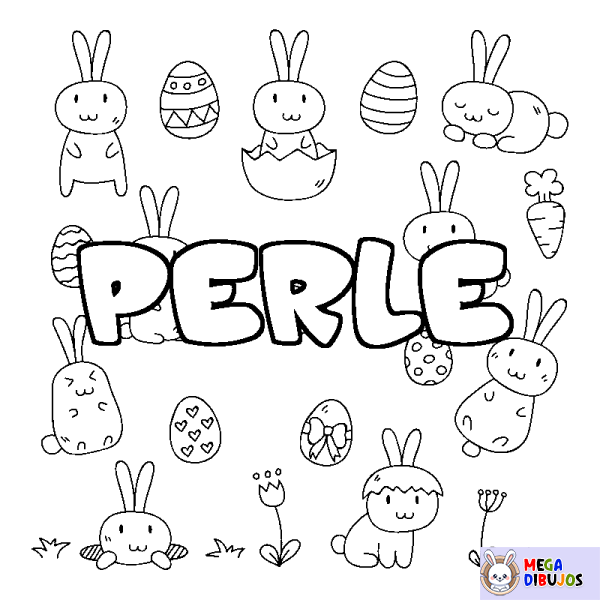 Coloración del nombre PERLE - decorado Pascua