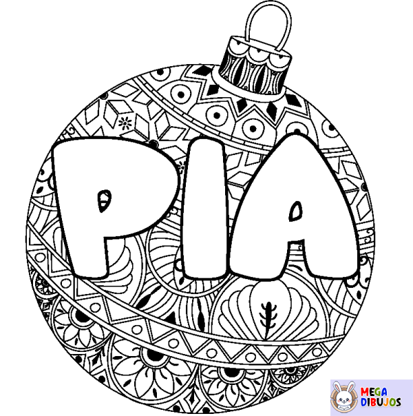 Coloración del nombre PIA - decorado bola de Navidad