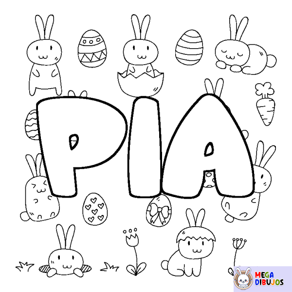 Coloración del nombre PIA - decorado Pascua