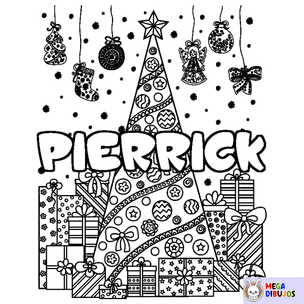 Coloración del nombre PIERRICK - decorado &aacute;rbol de Navidad y regalos