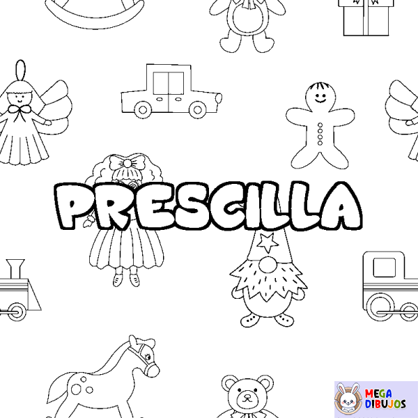 Coloración del nombre PRESCILLA - decorado juguetes