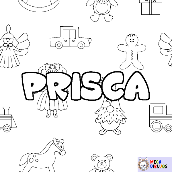 Coloración del nombre PRISCA - decorado juguetes