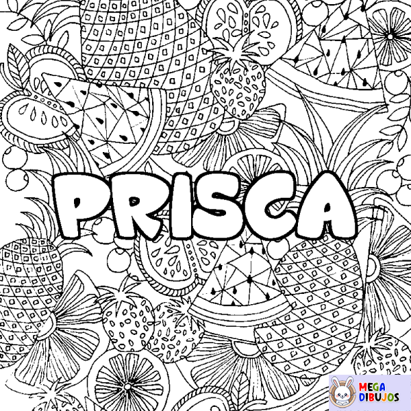 Coloración del nombre PRISCA - decorado mandala de frutas