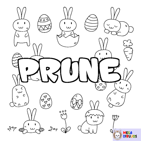 Coloración del nombre PRUNE - decorado Pascua