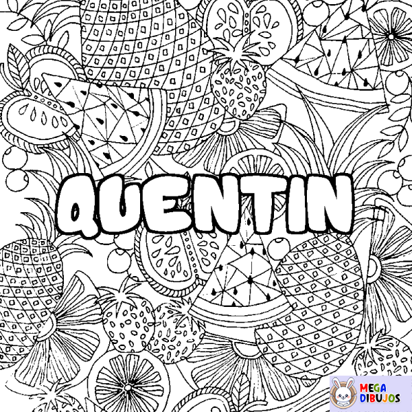 Coloración del nombre QUENTIN - decorado mandala de frutas