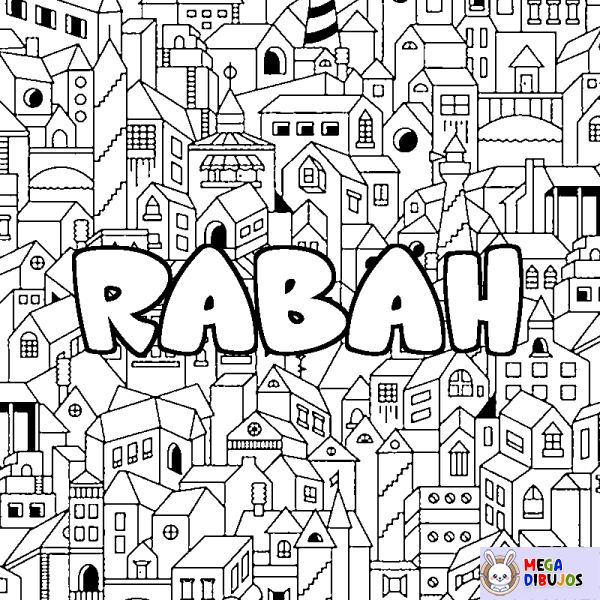 Coloración del nombre RABAH - decorado ciudad