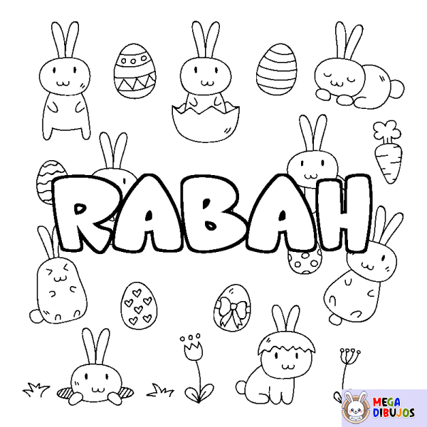 Coloración del nombre RABAH - decorado Pascua