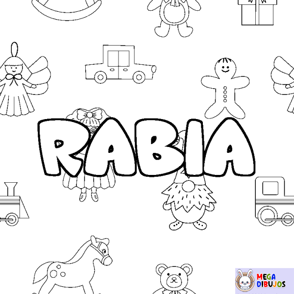 Coloración del nombre RABIA - decorado juguetes