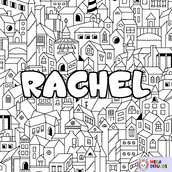 Coloración del nombre RACHEL - decorado ciudad