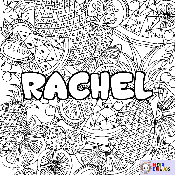 Coloración del nombre RACHEL - decorado mandala de frutas