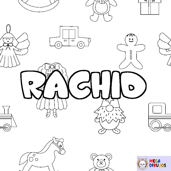 Coloración del nombre RACHID - decorado juguetes