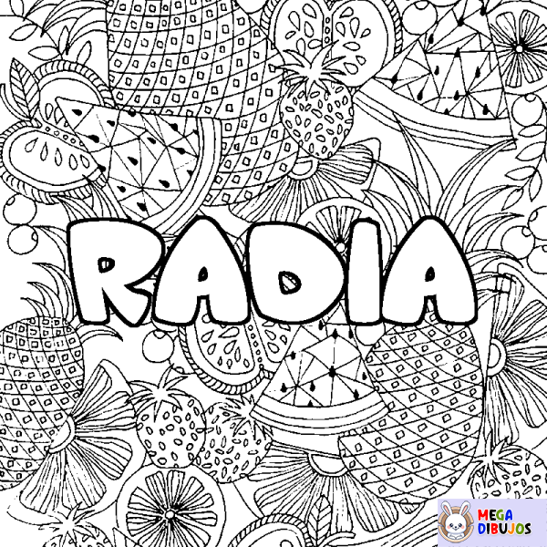 Coloración del nombre RADIA - decorado mandala de frutas