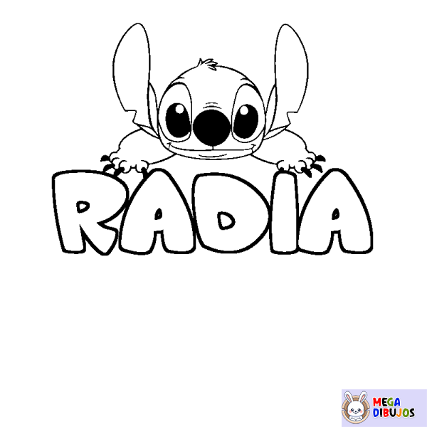 Coloración del nombre RADIA - decorado Stitch