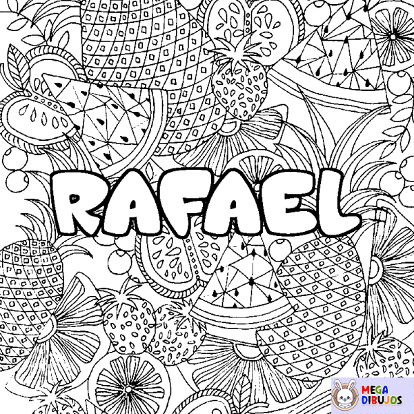 Coloración del nombre RAFAEL - decorado mandala de frutas