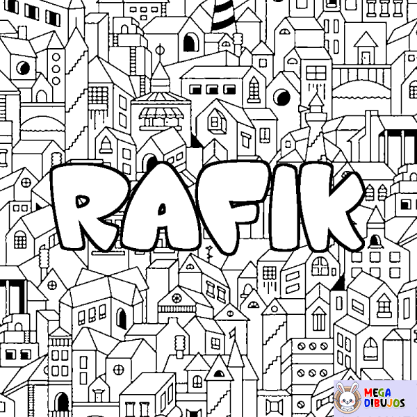 Coloración del nombre RAFIK - decorado ciudad