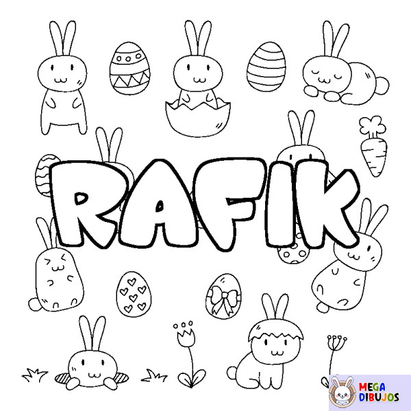 Coloración del nombre RAFIK - decorado Pascua