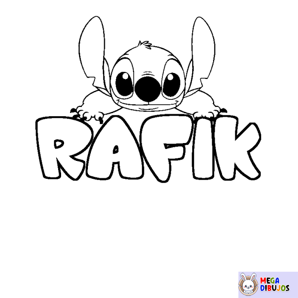 Coloración del nombre RAFIK - decorado Stitch