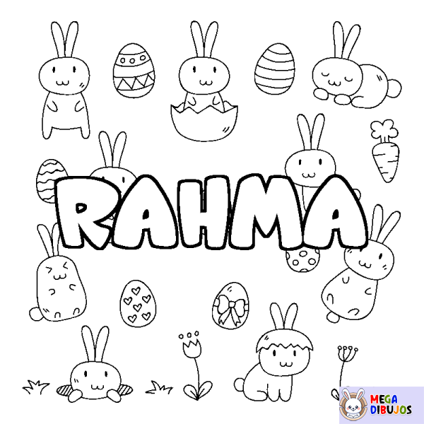 Coloración del nombre RAHMA - decorado Pascua