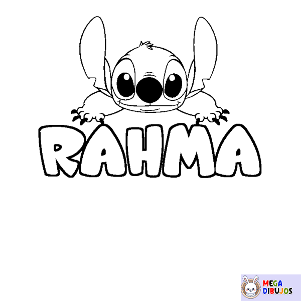 Coloración del nombre RAHMA - decorado Stitch