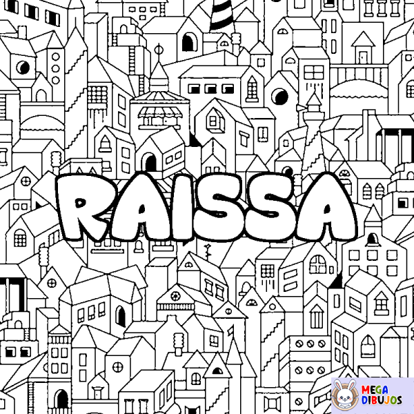 Coloración del nombre RAISSA - decorado ciudad