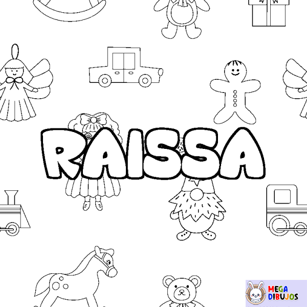 Coloración del nombre RAISSA - decorado juguetes