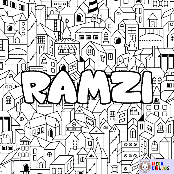 Coloración del nombre RAMZI - decorado ciudad