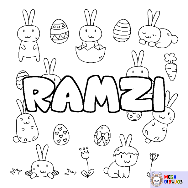 Coloración del nombre RAMZI - decorado Pascua