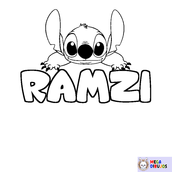 Coloración del nombre RAMZI - decorado Stitch