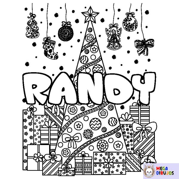 Coloración del nombre RANDY - decorado &aacute;rbol de Navidad y regalos