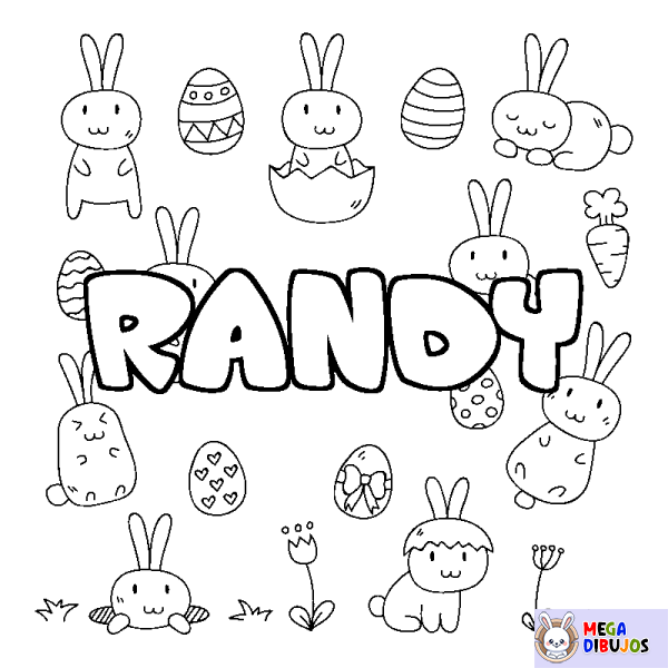 Coloración del nombre RANDY - decorado Pascua