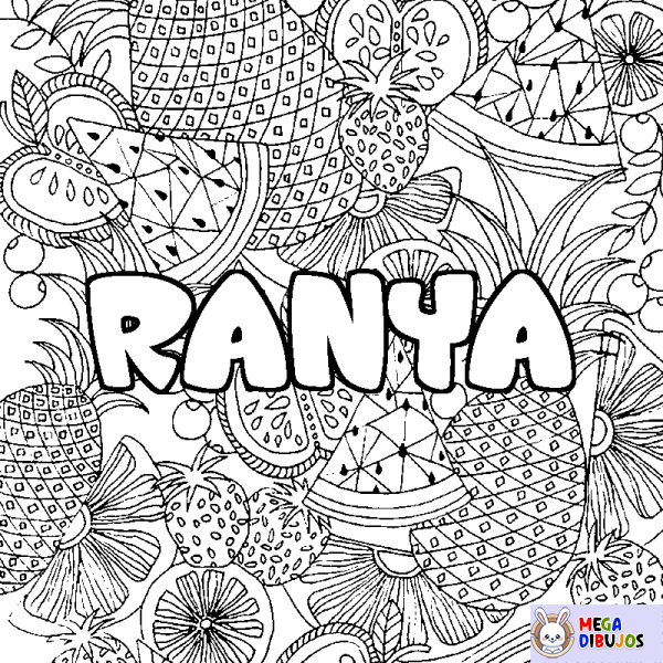 Coloración del nombre RANYA - decorado mandala de frutas