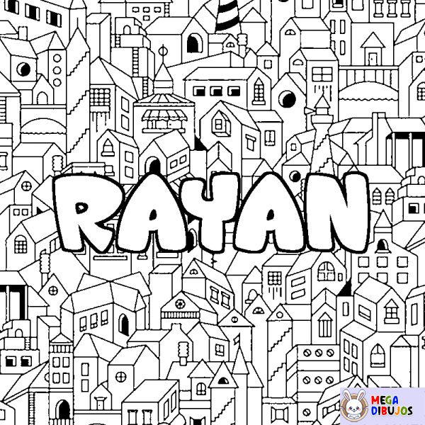 Coloración del nombre RAYAN - decorado ciudad