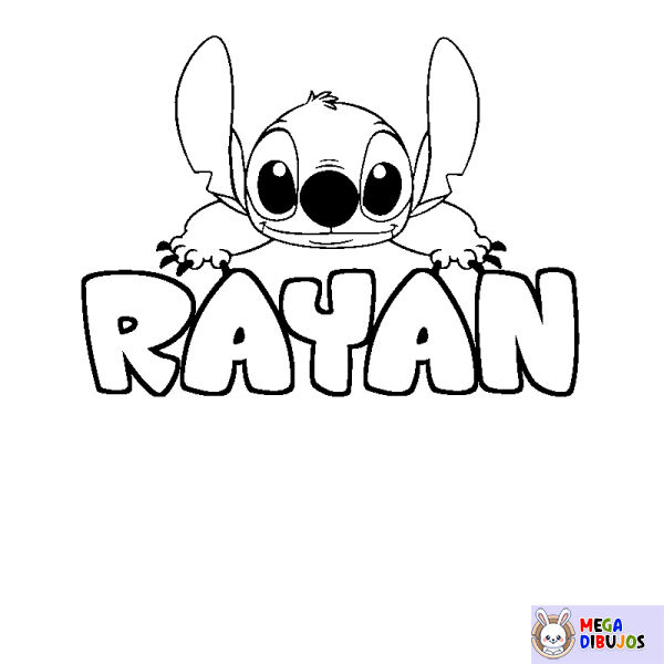 Coloración del nombre RAYAN - decorado Stitch