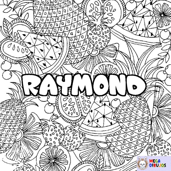 Coloración del nombre RAYMOND - decorado mandala de frutas