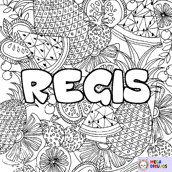 Coloración del nombre REGIS - decorado mandala de frutas