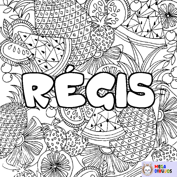 Coloración del nombre R&Eacute;GIS - decorado mandala de frutas