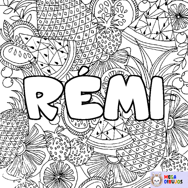 Coloración del nombre R&Eacute;MI - decorado mandala de frutas