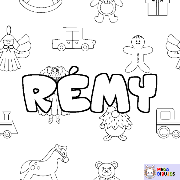 Coloración del nombre R&Eacute;MY - decorado juguetes