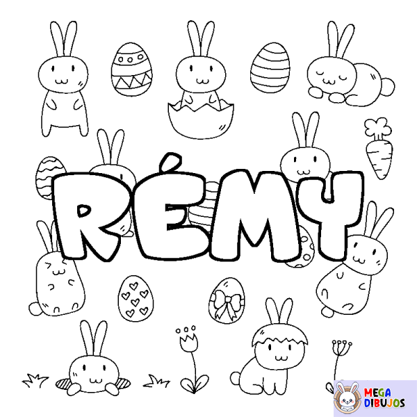 Coloración del nombre R&Eacute;MY - decorado Pascua