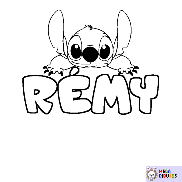 Coloración del nombre R&Eacute;MY - decorado Stitch