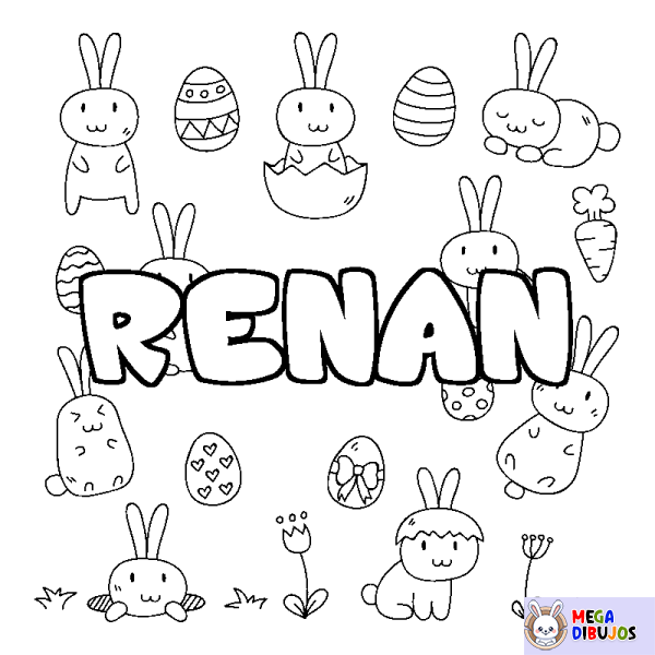 Coloración del nombre RENAN - decorado Pascua