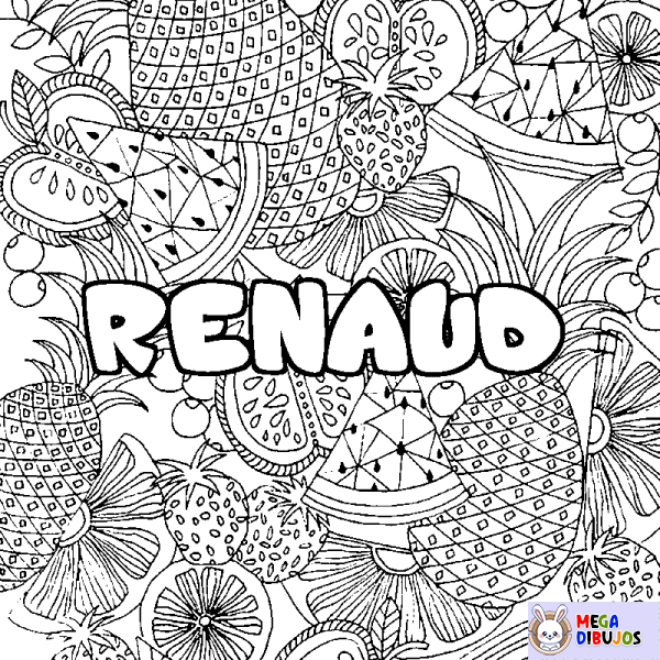 Coloración del nombre RENAUD - decorado mandala de frutas