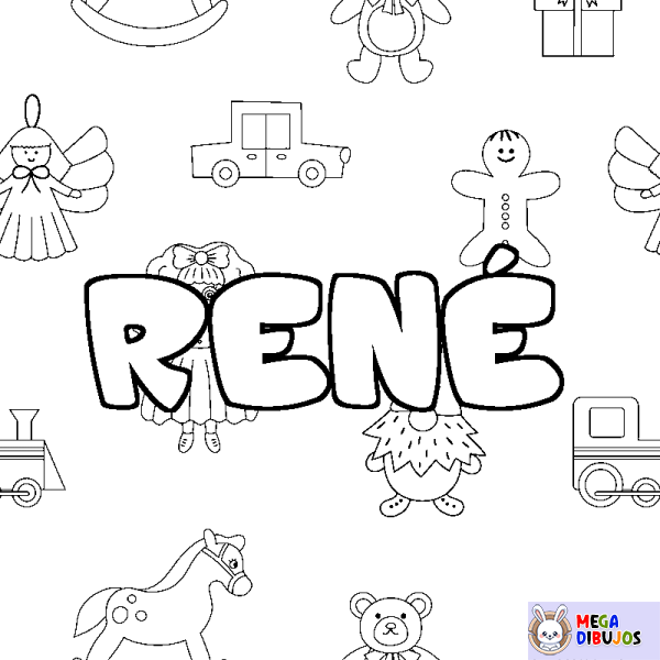 Coloración del nombre REN&Eacute; - decorado juguetes